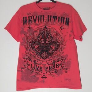 Y2K MMA Elite Revolution Red Black AOP Affliction Style T Shirt Size M